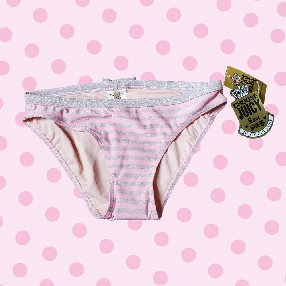 juicy couture pink and silver glitter swim bottoms, NWT